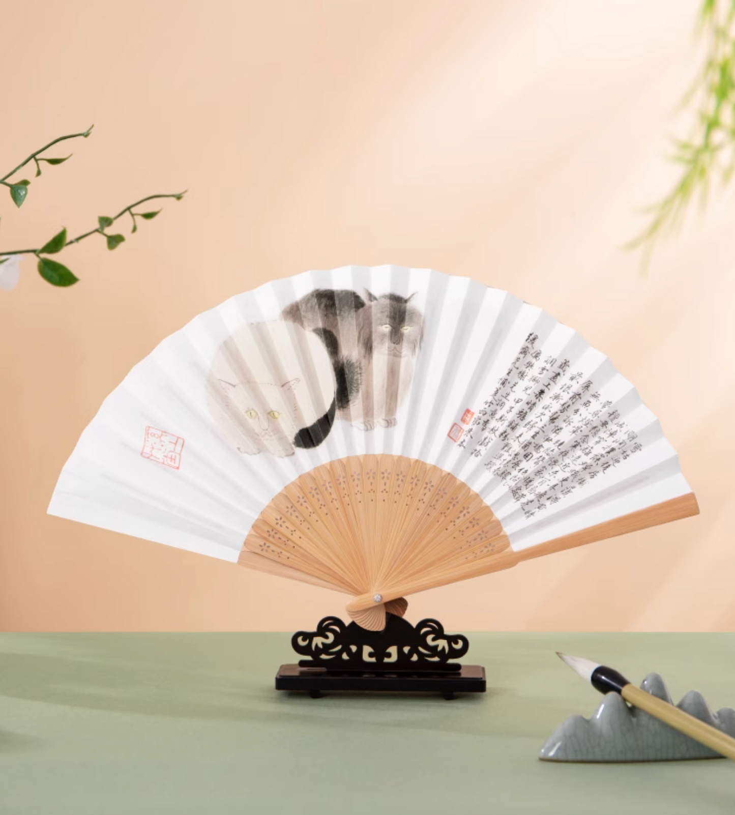 Traditional Chinese Calligraphy Folding Fans Gift Set