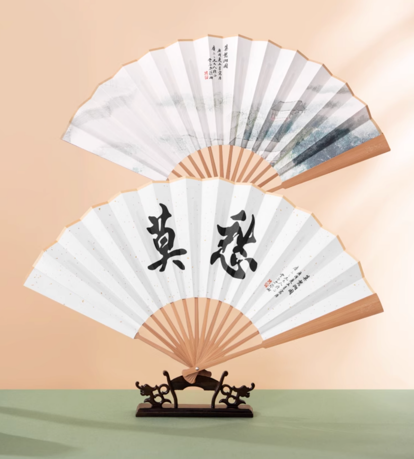 Traditional Chinese Calligraphy Folding Fans Gift Set