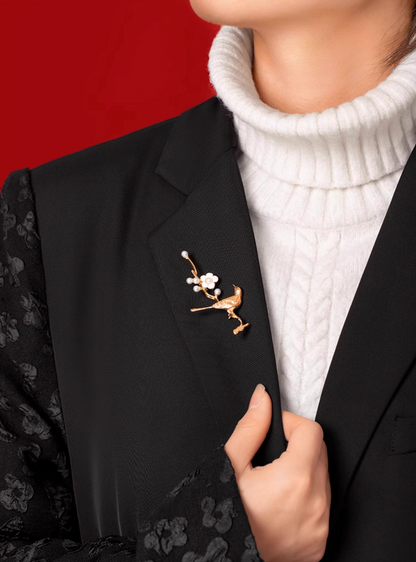Plum Blossom & Bird Brooch Gift Set