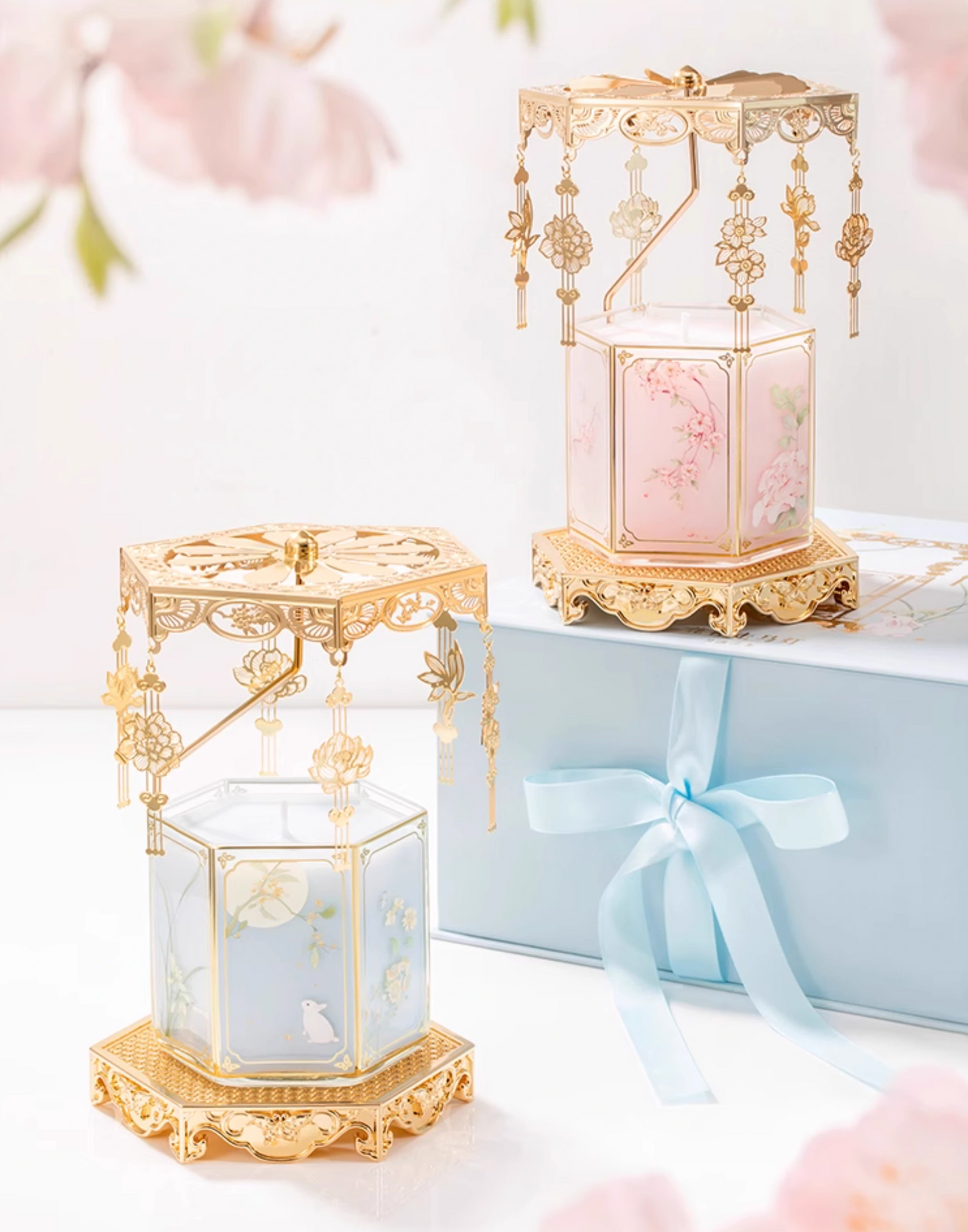 Floral God Carousel Lantern Candle Gift Set