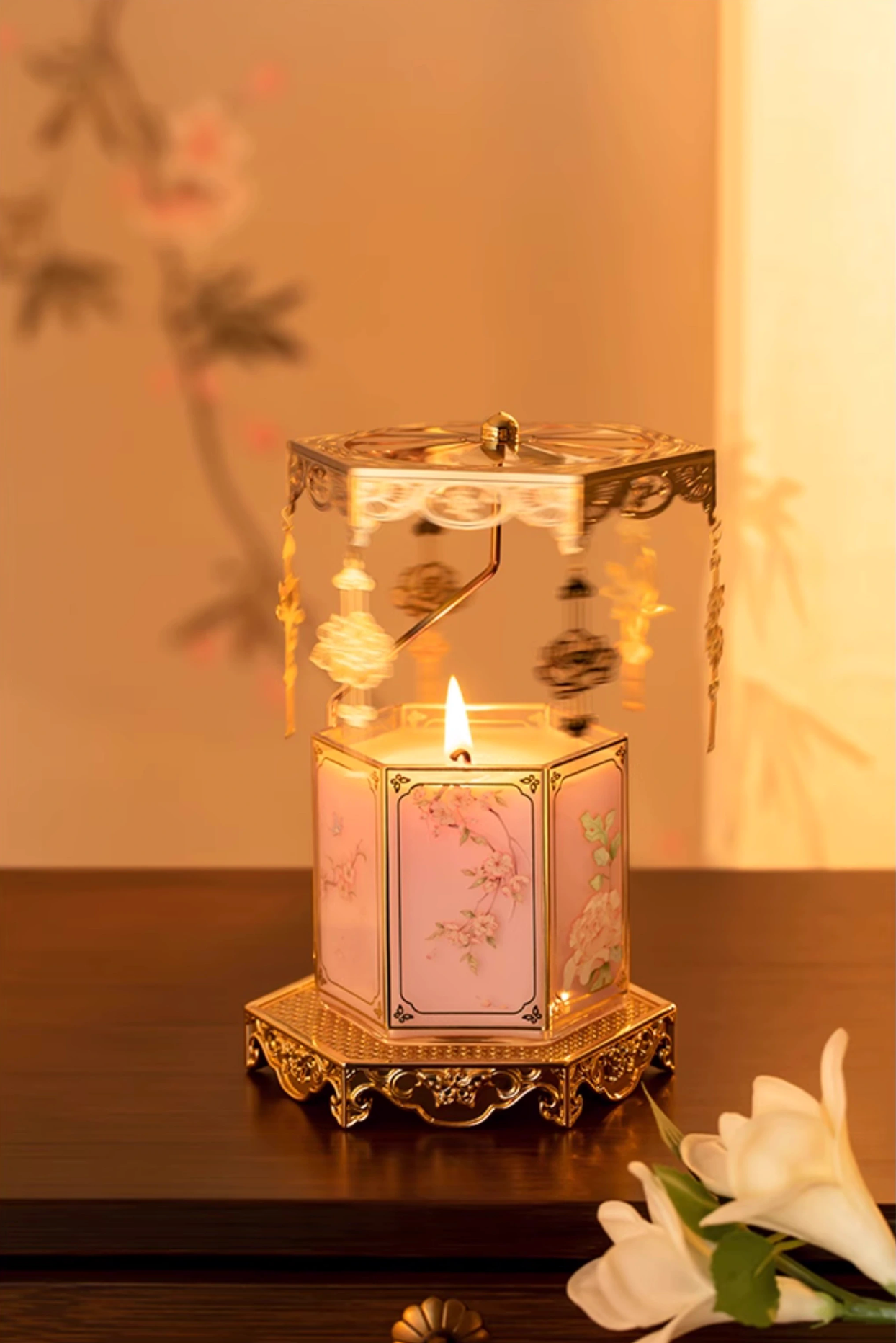 Floral God Carousel Lantern Candle Gift Set