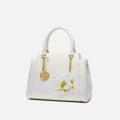 Lotus Poetry Satchel Tote Bag