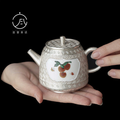 999 Sterling Silver Lychee Tea Pot