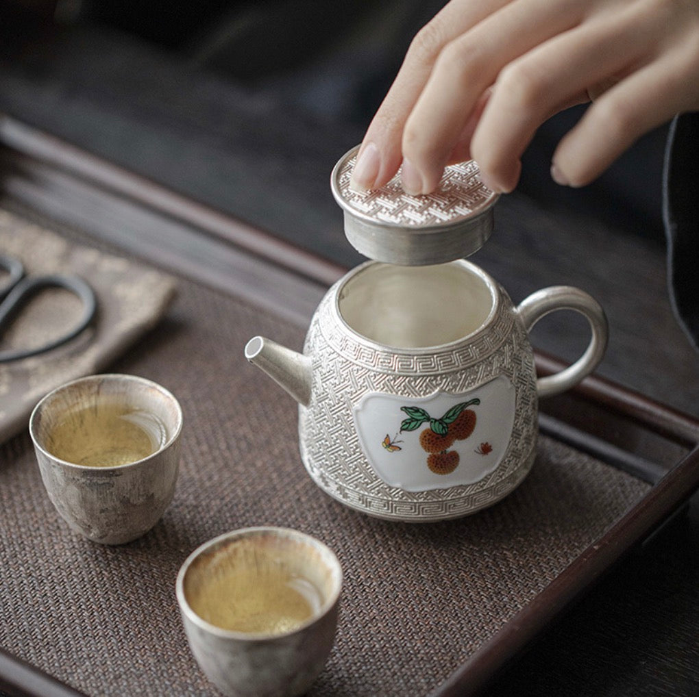 999 Sterling Silver Lychee Tea Pot