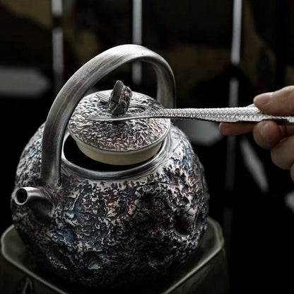 999 Sterling Silver Ceramic Handle Tea Pot