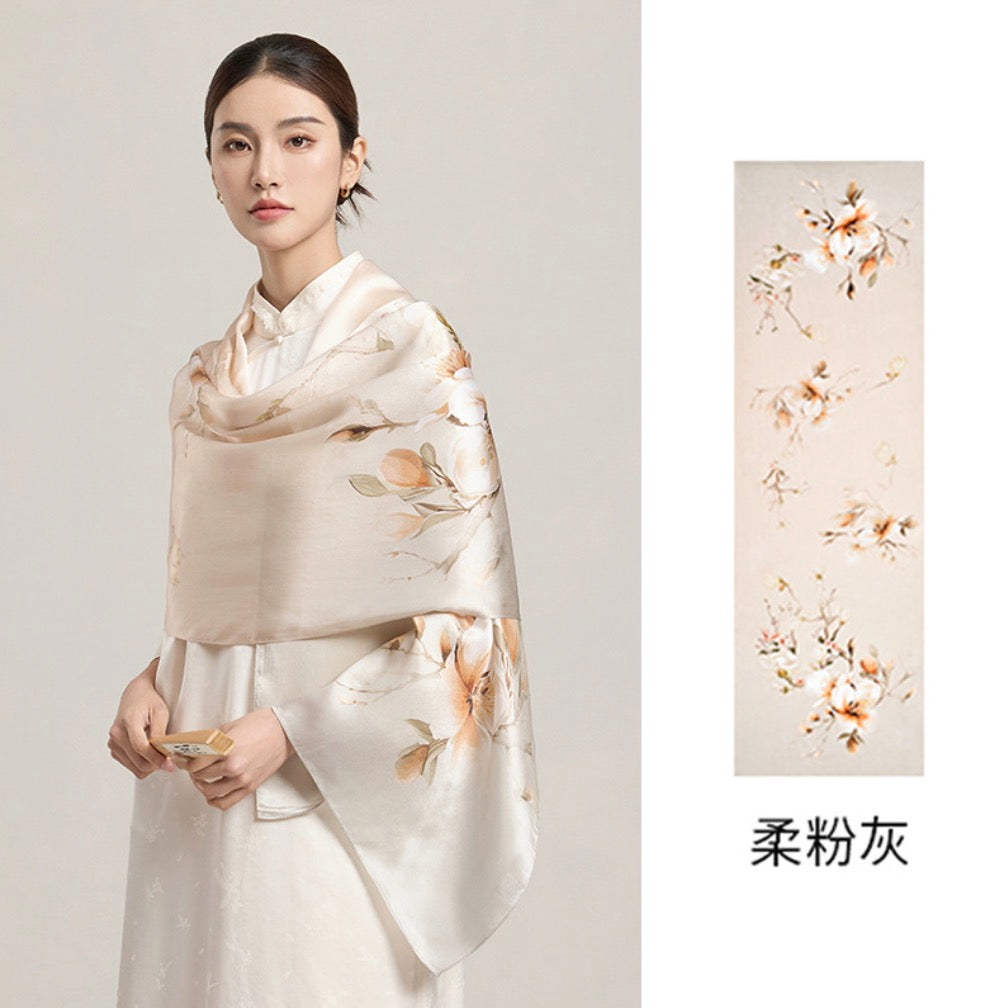 Ethereal Haze Mulberry Silk Scarf (170x53cm)