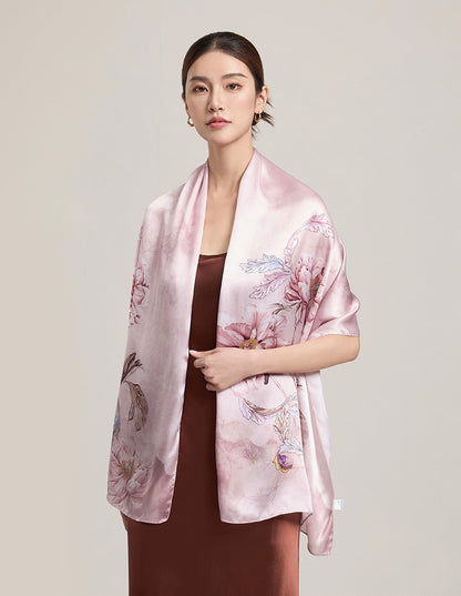 Petal Bloom Mulberry Silk Scarf (170x53cm)