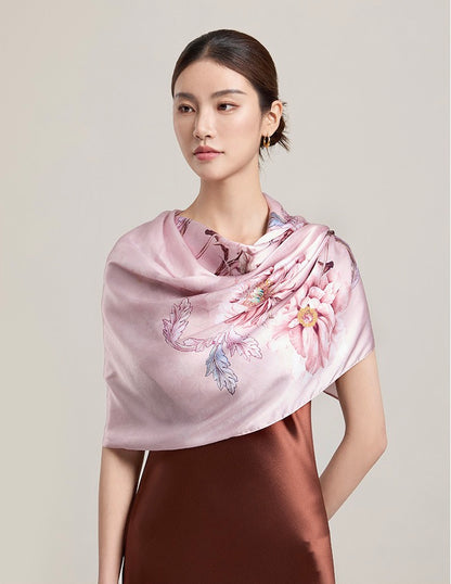 Petal Bloom Mulberry Silk Scarf (170x53cm)