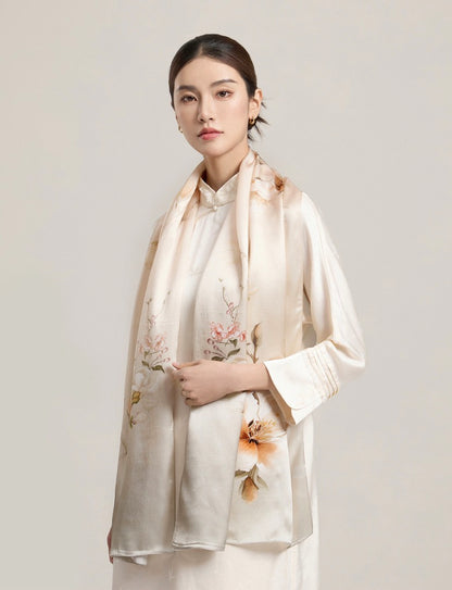 Ethereal Haze Mulberry Silk Scarf (170x53cm)