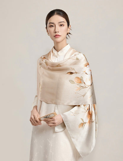 Ethereal Haze Mulberry Silk Scarf (170x53cm)