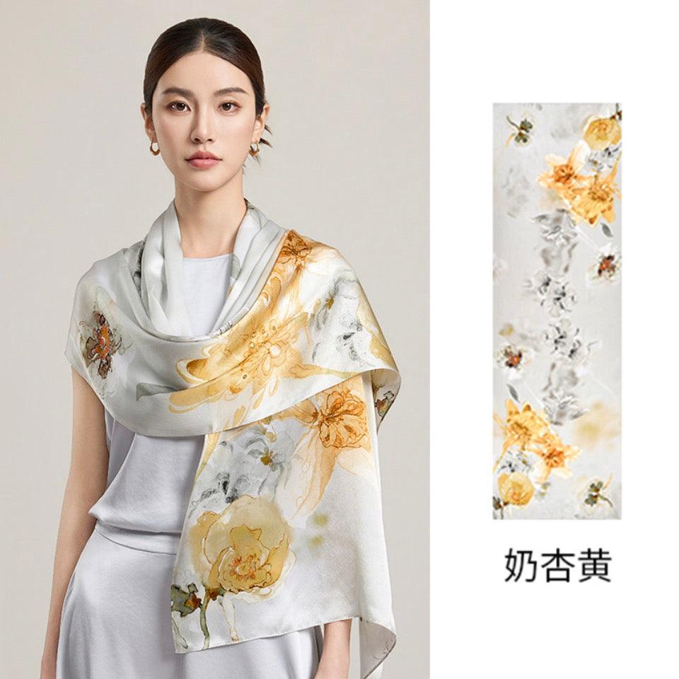 Sunlit Apricot Mulberry Silk Scarf (170x53cm)