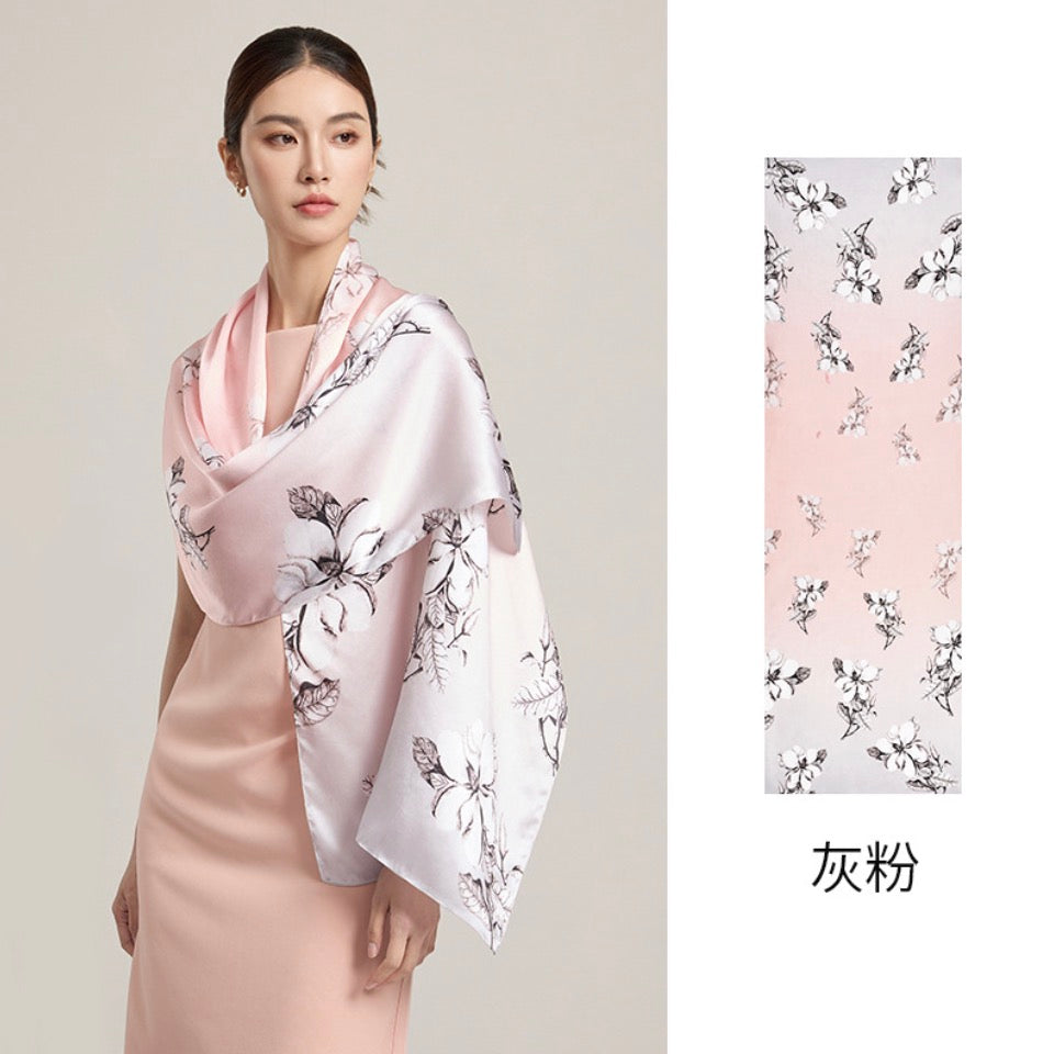 Petal Dusk Mulberry Silk Scarf (170x53cm)