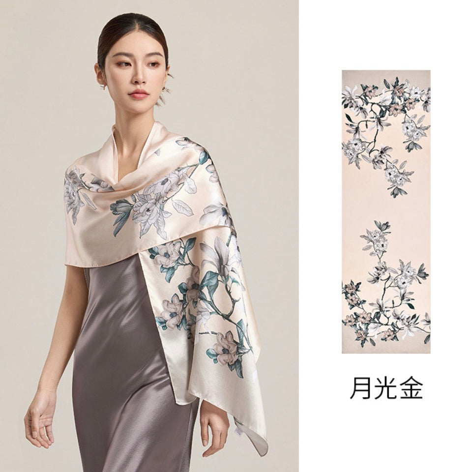 Moonlight Whisper Mulberry Silk Scarf (170x53cm)