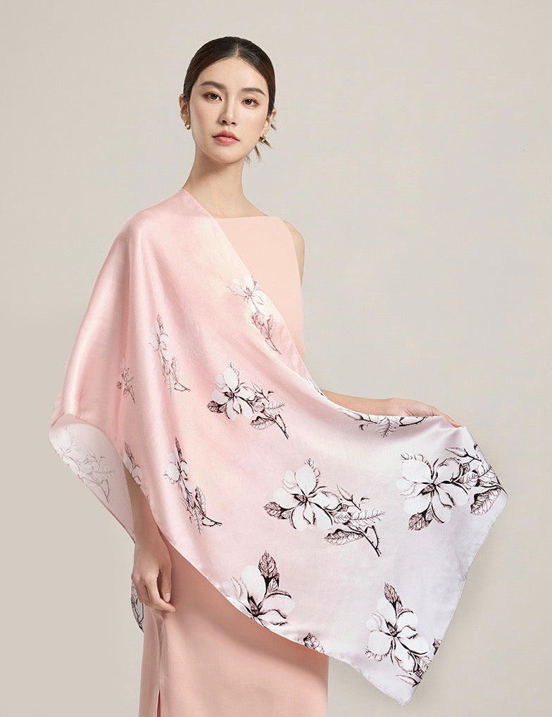 Petal Dusk Mulberry Silk Scarf (170x53cm)