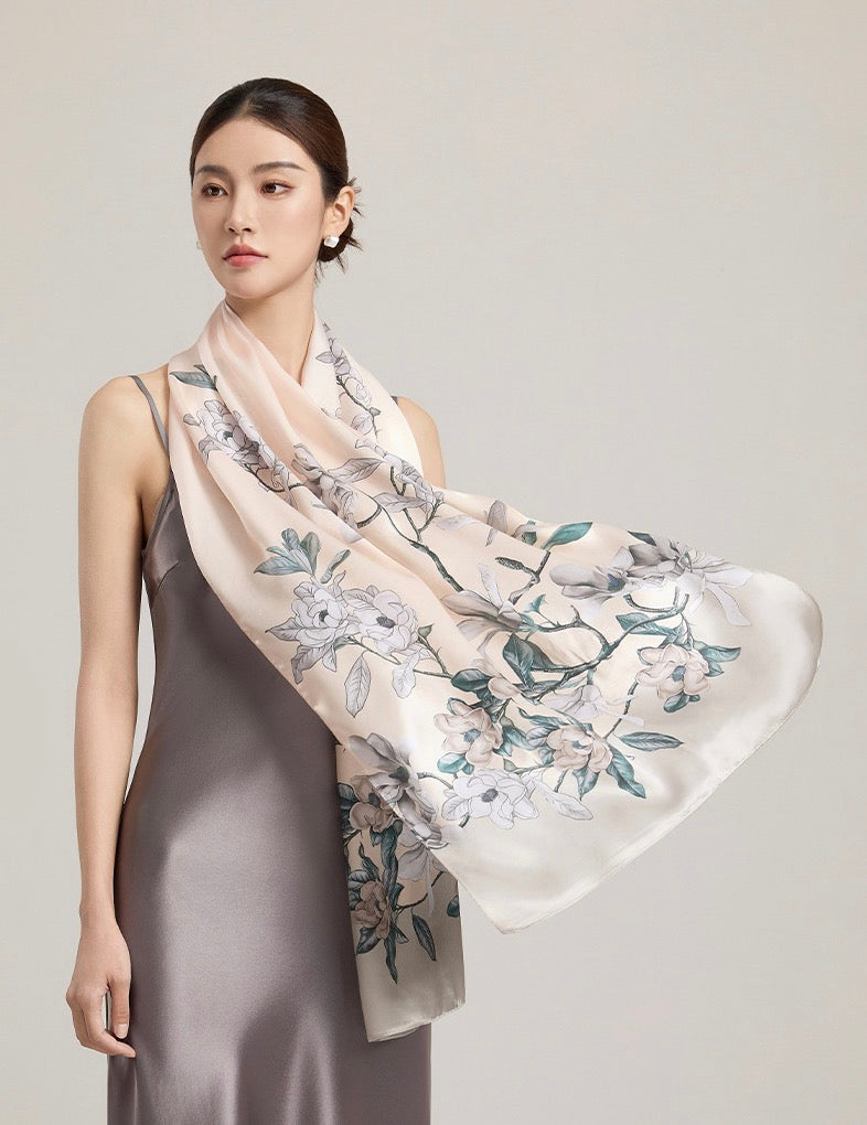 Moonlight Whisper Mulberry Silk Scarf (170x53cm)