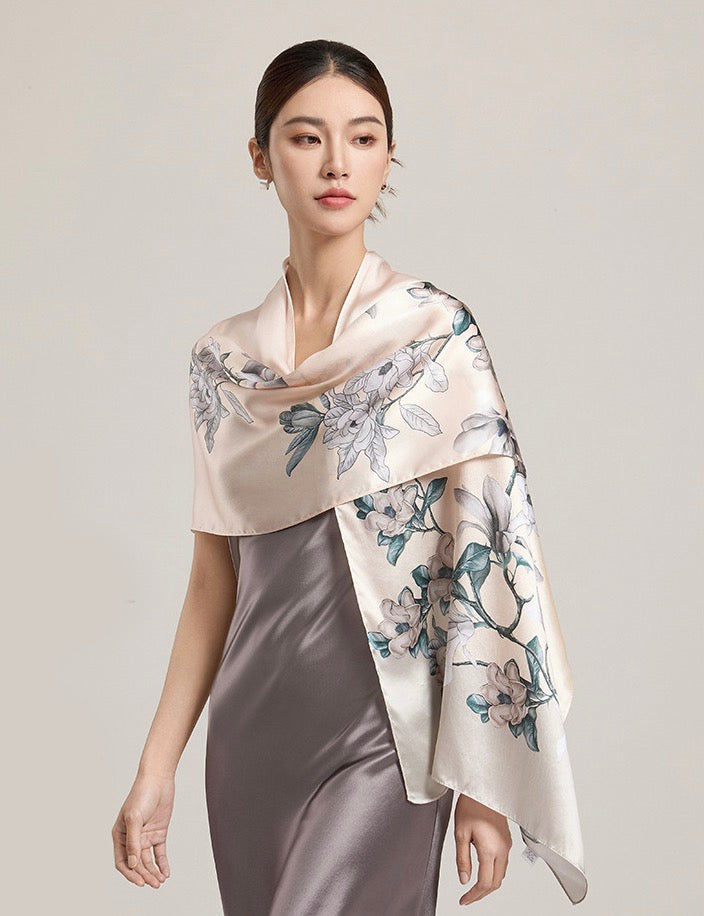 Moonlight Whisper Mulberry Silk Scarf (170x53cm)