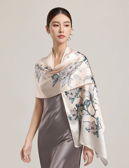 Moonlight Whisper Mulberry Silk Scarf (170x53cm)