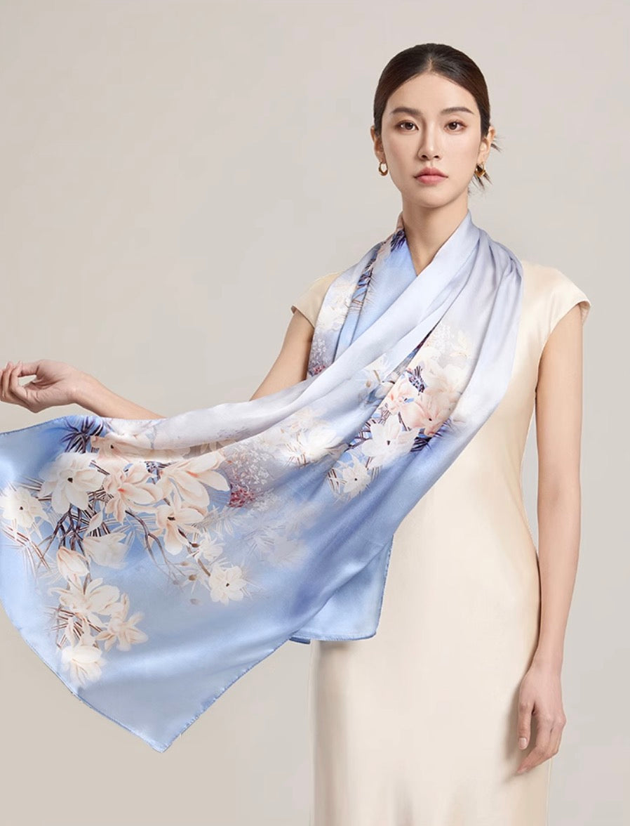 Celadon Mist Mulberry Silk Scarf (170x53cm)