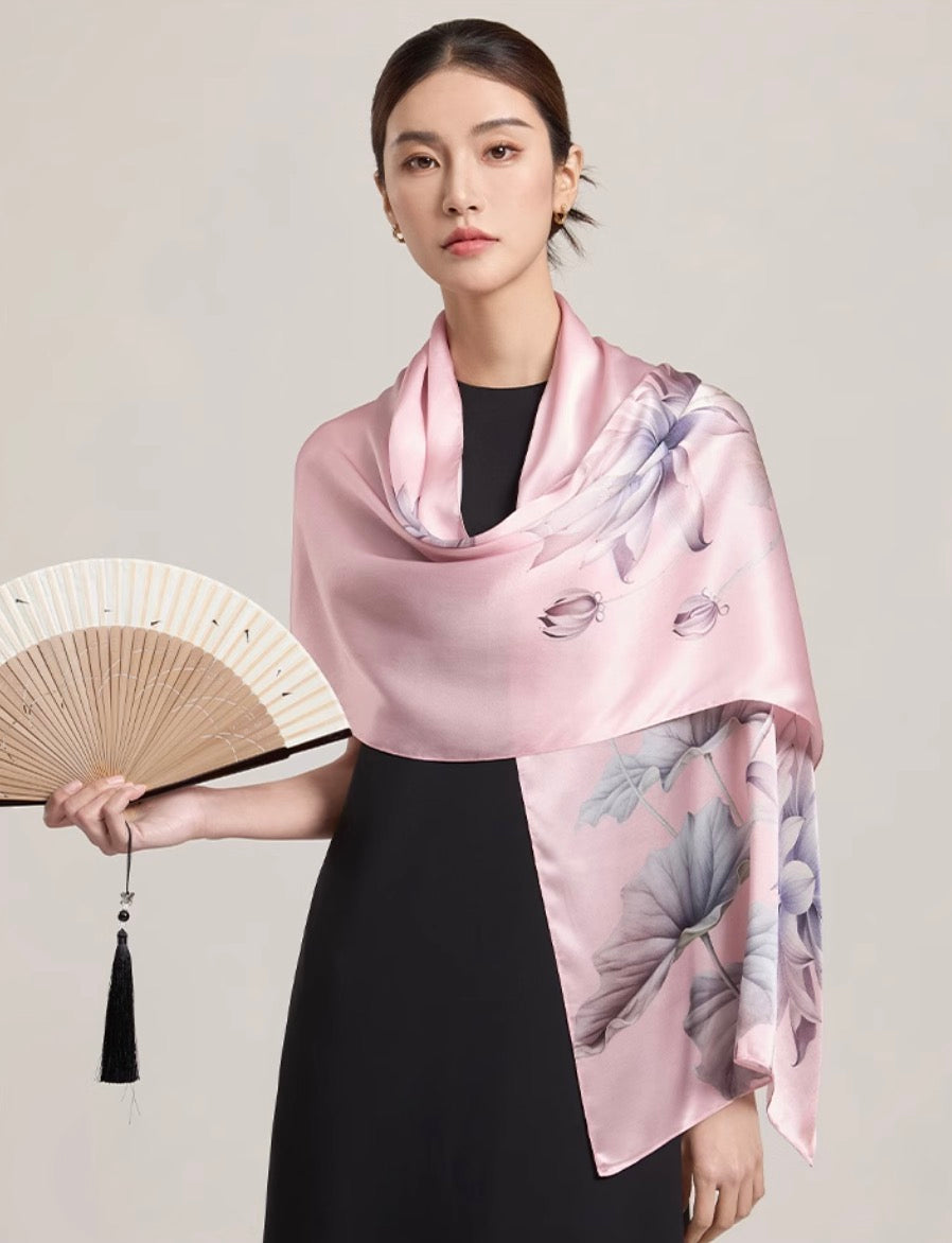 Blush Serenity Mulberry Silk Scarf (170x53cm)