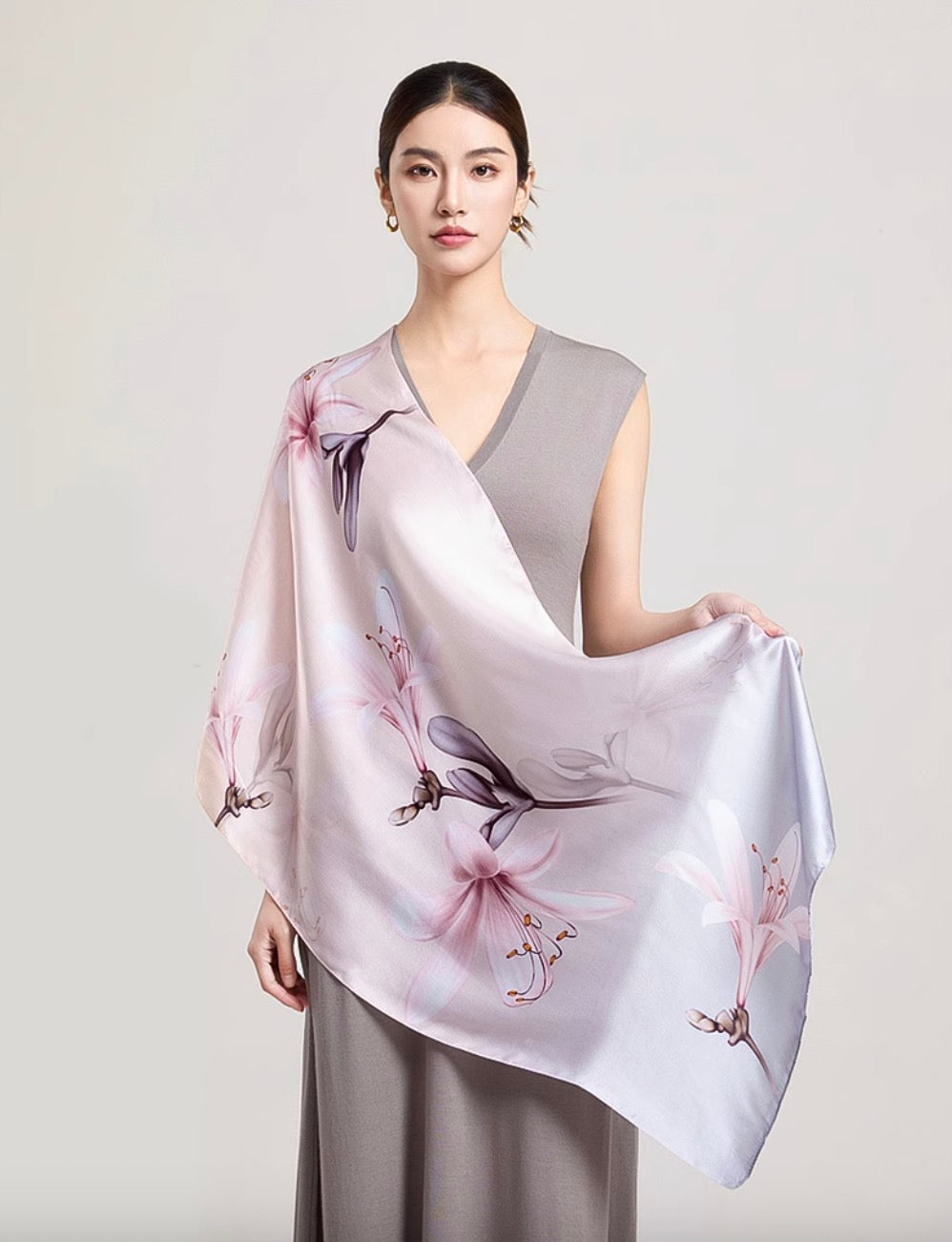 Blush Mist Mulberry Silk Scarf (170x53cm)