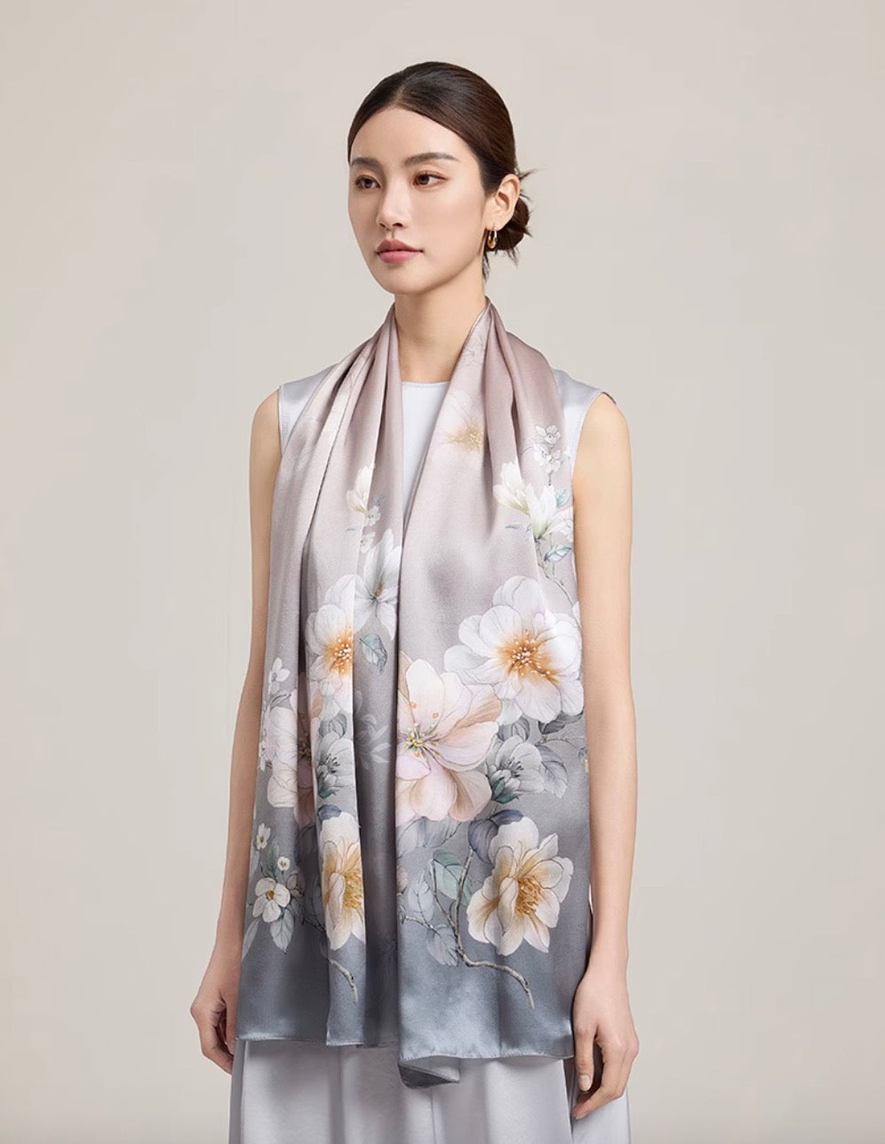 Serene Veil Mulberry Silk Scarf (170x53cm)