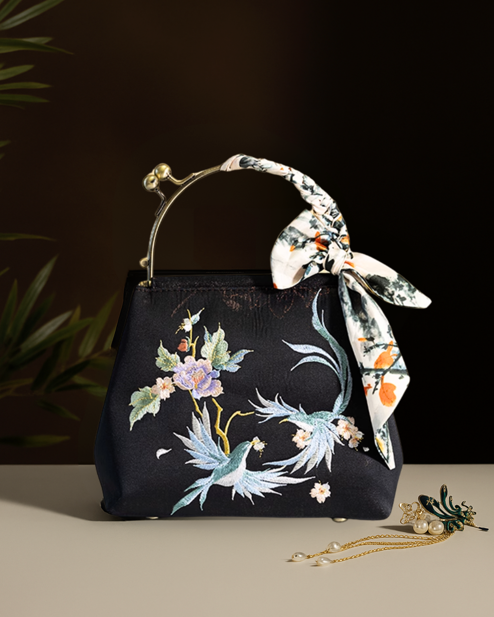Tang Bloom Magnolia Top-Handle Bag