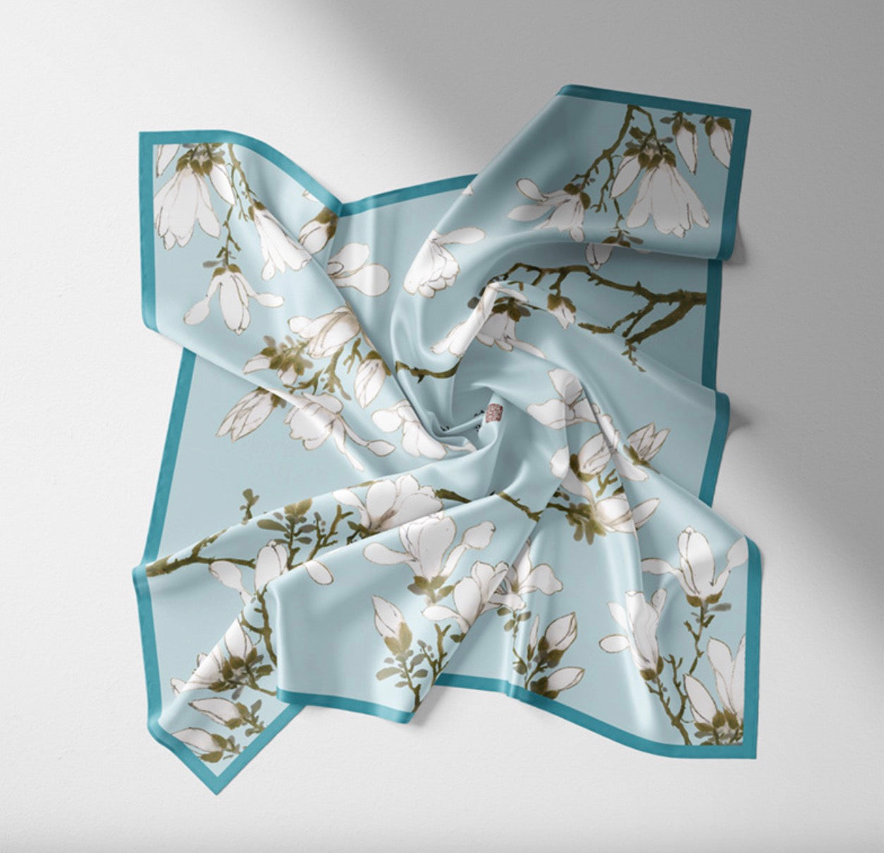 "White Magnolia" Heritage Artwork Satin Scarf