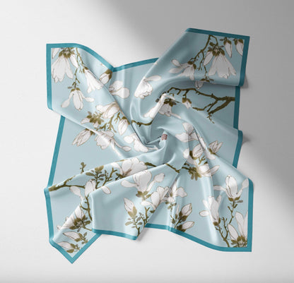 "White Magnolia" Heritage Artwork Satin Scarf