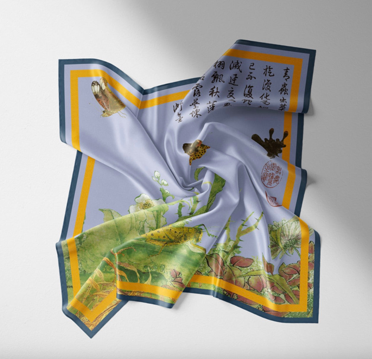"Sketches of Butterflies" Heritage Artwork Satin Scarf