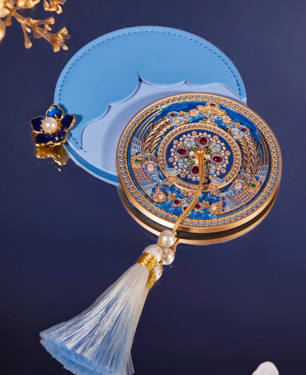Royal Blue Cloisonné Hand Mirror Gift Set