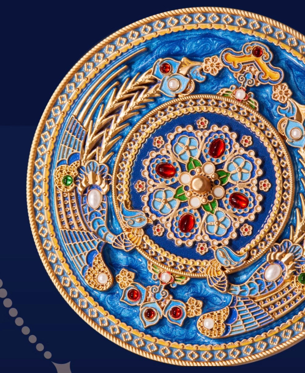 Royal Blue Cloisonné Hand Mirror Gift Set