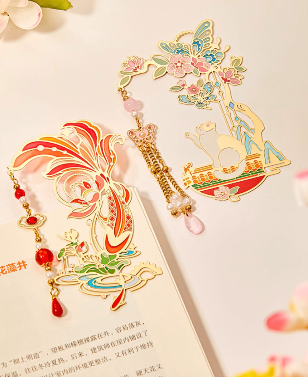 Wishful Koi & Auspicious Cat Bookmark Set