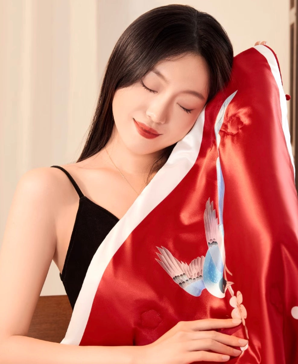 Plum Blossom Serenade Silk Blanket Gift Set