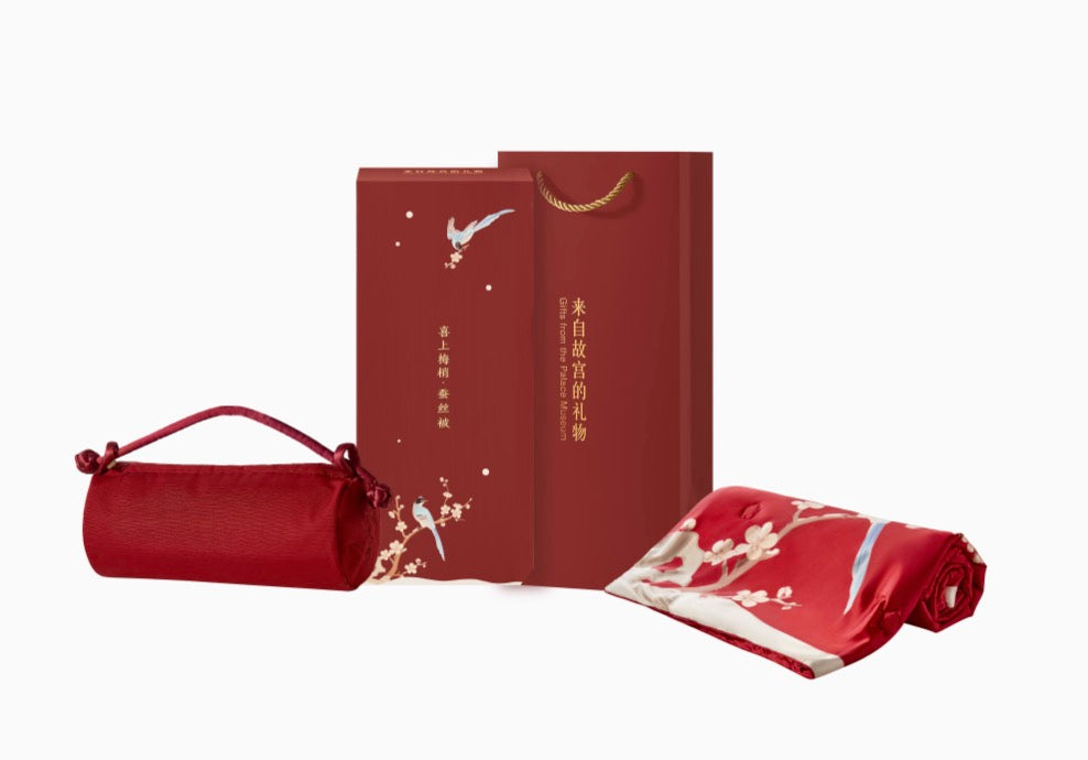Plum Blossom Serenade Silk Blanket Gift Set