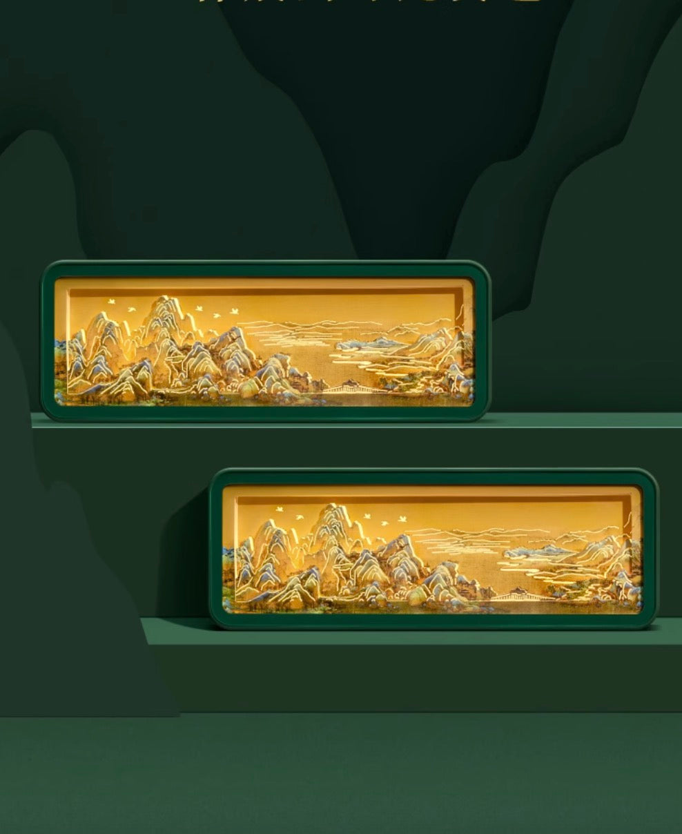 'A Thousand Li of Rivers and Mountains' Paper Carving Night Light Gift Set