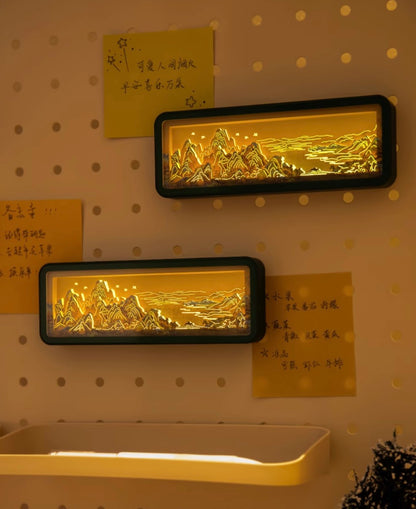 'A Thousand Li of Rivers and Mountains' Paper Carving Night Light Gift Set