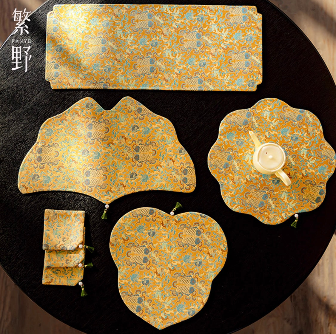 Radiant Dynasty Silk Mat & Coaster Set