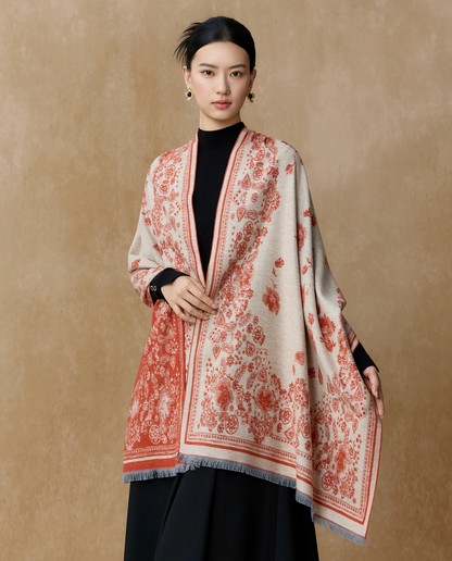 Serene Blossoms Brushed Silk Shawl / Scarf
