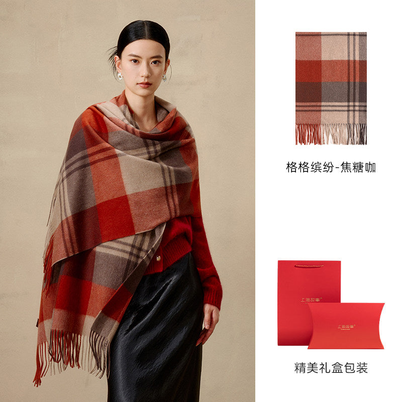 Prismatic Check Reversible Wool Scarf / Shawl