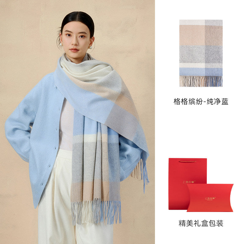 Prismatic Check Reversible Wool Scarf / Shawl