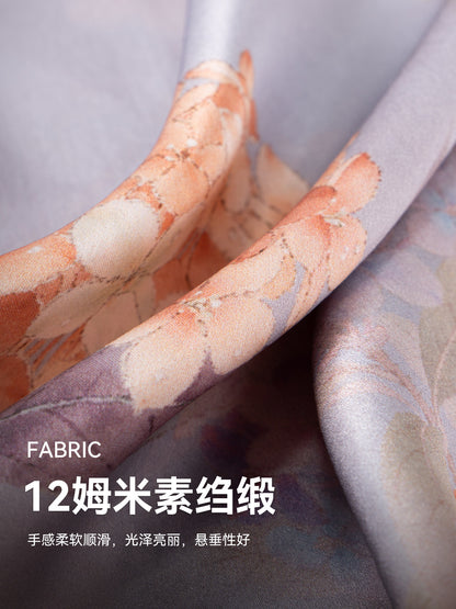 Silken Garden Printed Mulberry Silk Shawl / Scarf