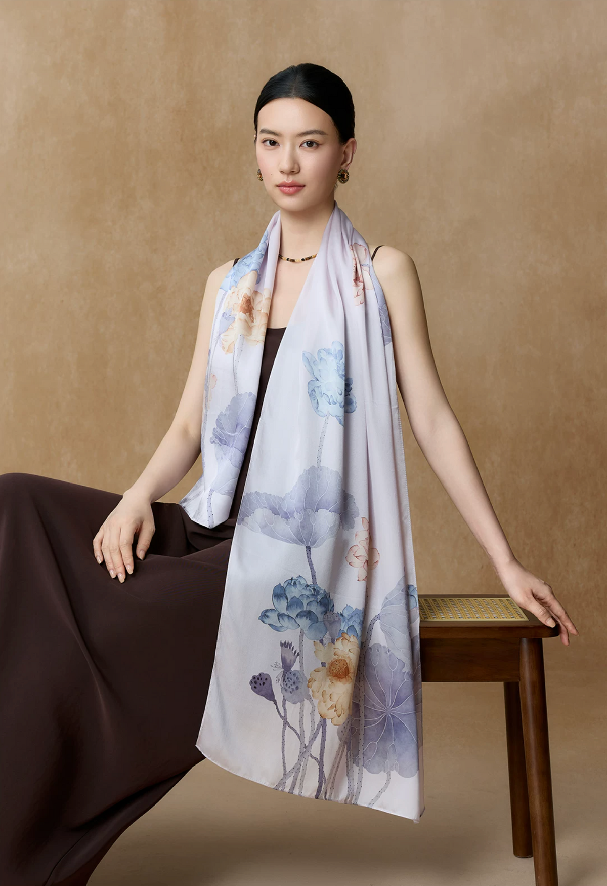 Silken Garden Printed Mulberry Silk Shawl / Scarf