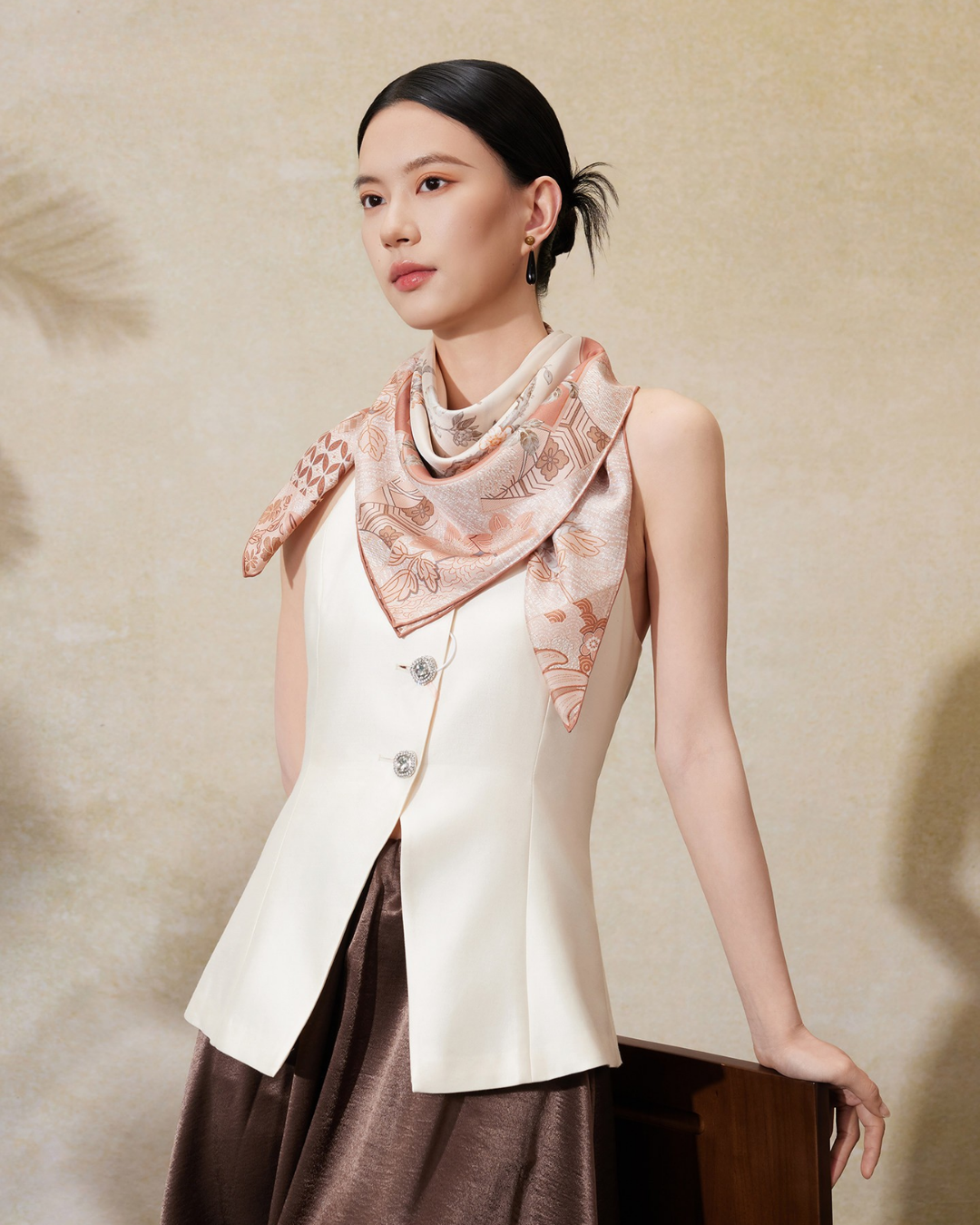 Spring Window Double-Sided Printed Mulberry Silk Square Scarf