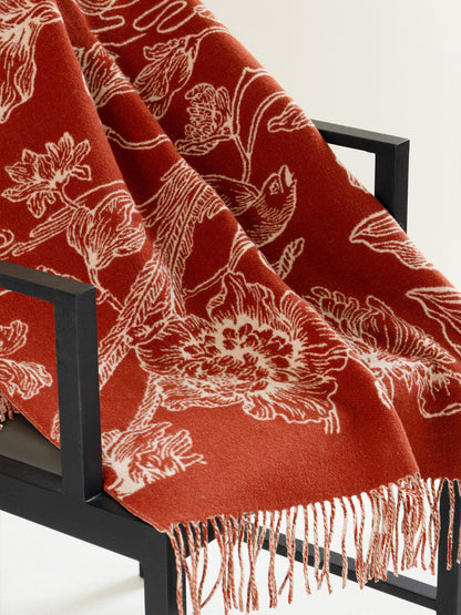 Spring Radiance Floral Reversible Wool Scarf / Shawl