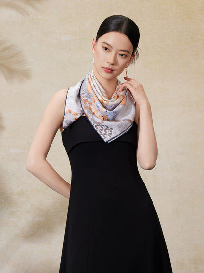 Spring Window Double-Sided Printed Mulberry Silk Square Scarf
