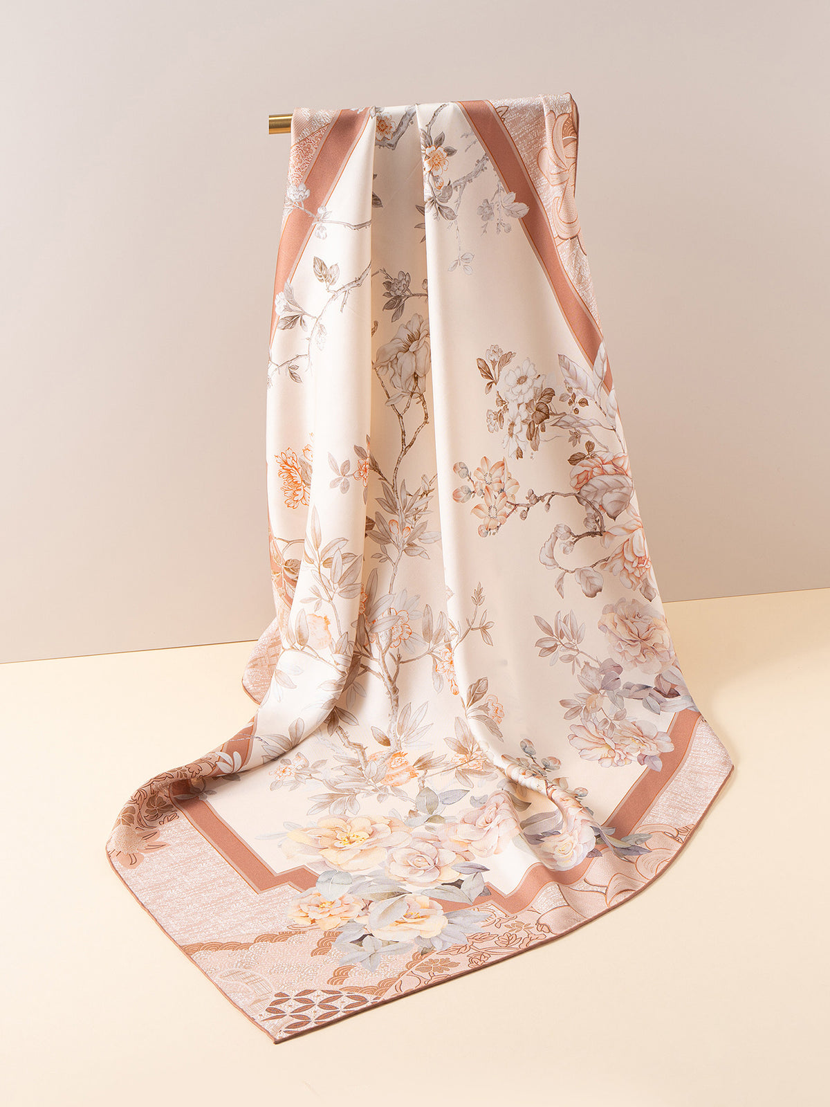 Spring Window Double-Sided Printed Mulberry Silk Square Scarf