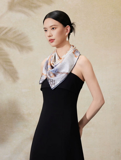 Spring Window Double-Sided Printed Mulberry Silk Square Scarf
