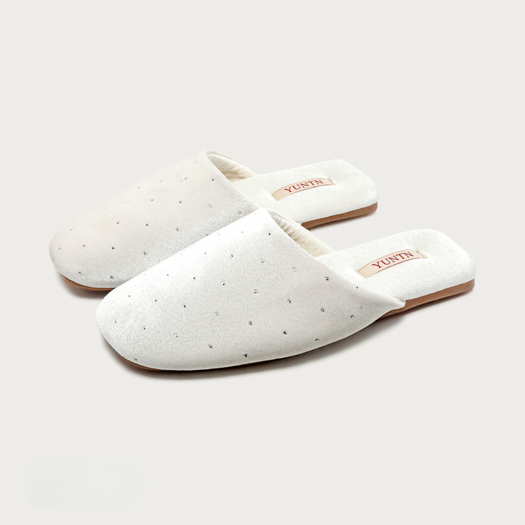 Stardust Velvet Rhinestone Women Indoor Slipper