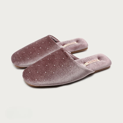 Stardust Velvet Rhinestone Women Indoor Slipper
