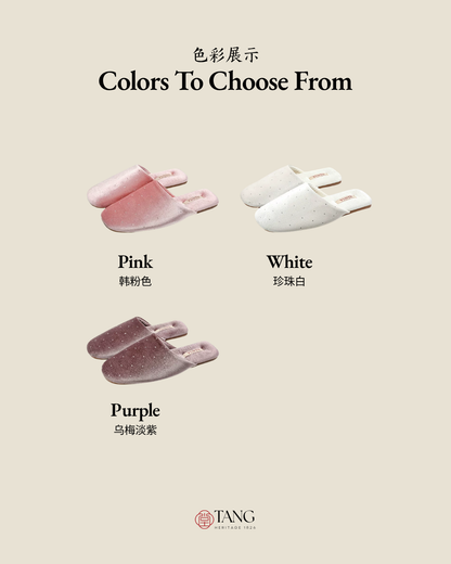 Stardust Velvet Rhinestone Women Indoor Slipper
